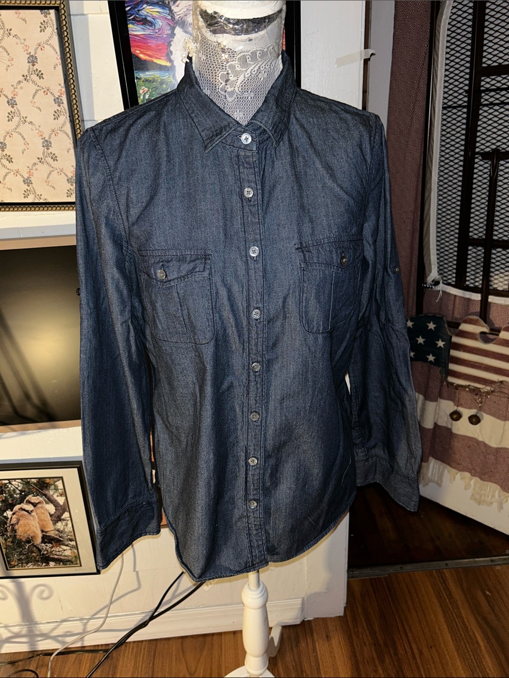 J. Crew Dark Blue Denim Long Sleeve Button-Up Shirt